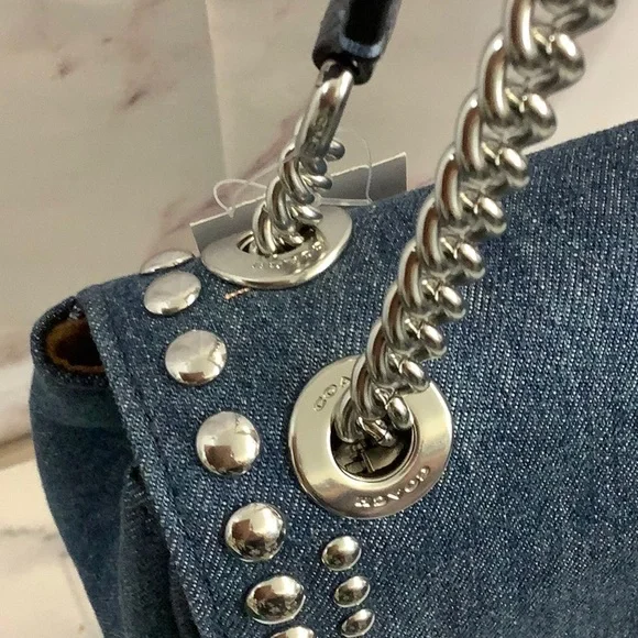 NWT Coach Denim XBody Silver Rivets - Picture 9 of 10